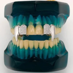 Hip Hop Gold Plated Diamond Teeth Grills Gold Silver Left Right Teeth Grills Set Fashion Body Hip Hop Jewelry