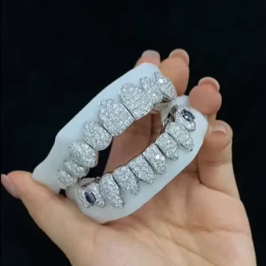 Hip Hop Grillz Iced Out Moissanite 8 on 8 Unique Luxury Custom Silver 925 8 Top 8 Bottom Diamond Vvs Moissanite Grillz