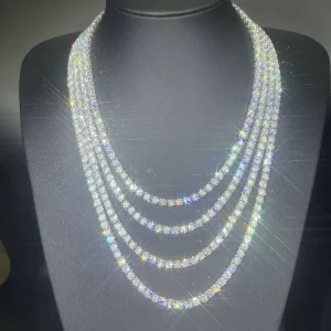 Hip Hop Iced Out 925 Sterling Silver 3mm 4mm 5mm Moissanite Charm Link Chain Necklace Platinum Gold Rose Gold Plated Unisex