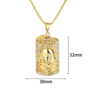 Hip Hop Iced Out CZ 100 Dollars Franklin Waterproof Non Tarnish Stainless Steel Pendant Necklace for Men