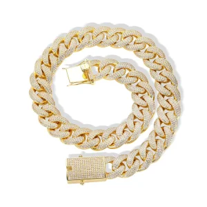 Hip Hop Jewelry Fashion 18k Gold Plated Bracelet Necklaces Iced Out Miami Bling Diamond Cuban Chain for Men Women