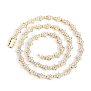 Hip Hop Jewelry Fashion Iced Out 18k Gold Silver Plated Brass Zircon 6.5mm Tennis Chain Cz Necklace for Men Women