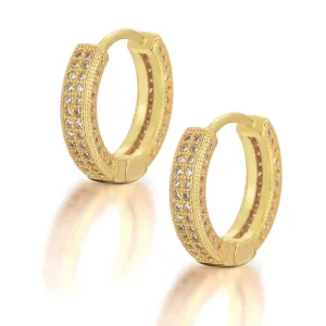 Hip Hop Jewelry Real Gold Plating Brass With Bling Zircon Circle Earring for Women and Men