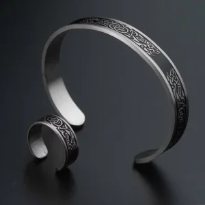 Hip Hop Jewelry Set Stainless Steel Irish Celtic Knot Bracelet Vintage Bangle Amulet Jewelry for Men