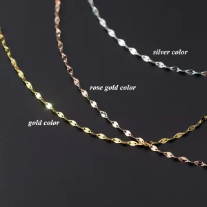 Hip Hop Minimalist Rose Gold Plated Chokers Chains Necklace 925 Sterling Silver Fashion Jewelry for Women