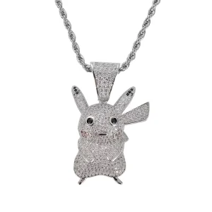Hip Hop Twist Chain With Brass and Zircon Cartoon Anime Characters Pendant Necklace