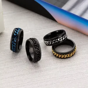 Hip Hop Vintage Style Stainless Steel Fashion Rings for Men Women High Quality Rotating Wedding Engagement Jewelry for Couples