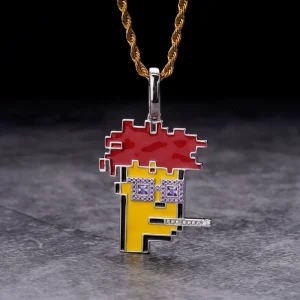 Hip Hop Y2K Zircon Bling Proud Crypto New Design 925 Silver Punk Smoking NFT Charm Pendant Men