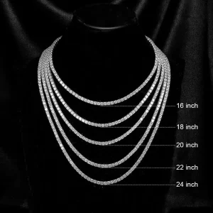 Hip Hop Zircon Necklace Brass Iced Out 2mm 3mm 4mm 5mm 6mm Zircon Tennis Chain Necklace Factory