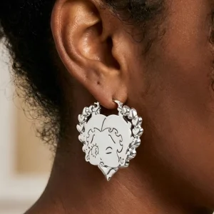 Hip hop Retro Cute Fashion Personalized Heart Stainless Steel Earrings Creative DIY Cartoon Pattern