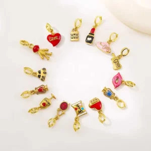 Hip hop Series Charms Accessories Cowboy Hat Wine Glass Handbag Lipstick Stainless Steel DIY Clasp Pendant