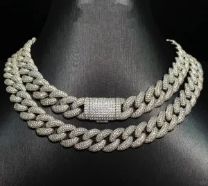 HipHop Customized Sterling Silver Rhodium Plated Trendy Choker Moissanite Necklace Unisex Fashion Jewelry