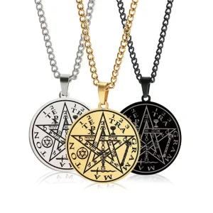Hiphop European Five Pointed Star Solomon Seal Kabala Amulet Unisex Titanium Steel Pendant Necklace
