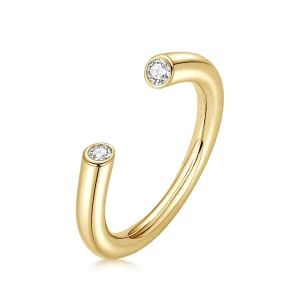 Hiphop Fashion 2.5mm Moissanite 925 Silver Rhodium Plated Certified Engagement Eternity Band Two-stone Opening Ring