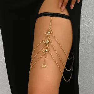 Holiday Engagement Anniversary Gift Women’s Body Jewelry Matching Butterfly Thigh Chain Minimalist Luxury Fashion Ornament