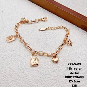 Holiday Style 18K Gold Color Plated Copper Chain Link Women Fashion Charm Bracelet Anklet