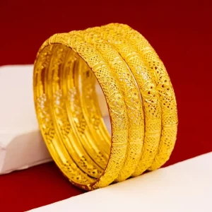Hollowed out Bracelet 24K Gold Plating Retro Engraved and Filigree Wedding Ring