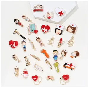 Hospital Series Thermometer Mask Clothing Three dimensional Doctors And Nurses Professionnel Enamel Pins Bulk Medical Badges