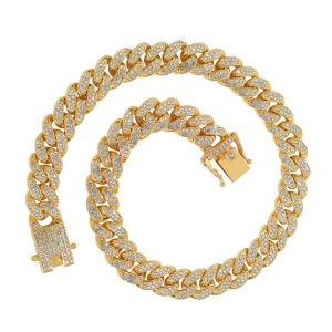 Hot Sales 13mm Full Diamond Cuban Link Chain Collar Grueso Cubano Iced Out Rhinestone Hip Hop Miami Necklace