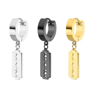 Hot Sell European American Hip hop Punk Personality Fashion Creative Blade Pendant Electroplated Ear Buckle Flat Earrings
