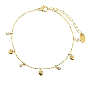 Hot Selling 14K PVD Gold Plated Stainless Steel Bracelet Zircon Heart Fashion Jewelry for Women Hypoallergenic Durable