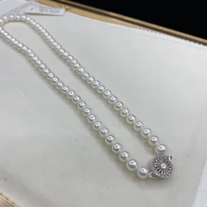 Hot Selling 925 Sterling Silver 16inch 5A Round Natural Fresh Water Pearl Necklace Women’s Fashion Beaded Necklace Chain