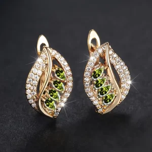 Hot Selling Brass Micro Pave Zircon Waterdrop Half Flower Stud Earrings Party Fashion Jewelry Women Trendy Accessories