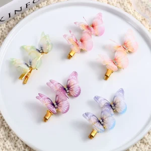 Hot Selling Butterfly Hair Clips Sweet Style Metal New Design Custom Logo for Bridal Wedding Headdress Factory Direct