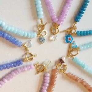 Hot Selling Candy Colors Dainty Glass Abacus Beads Handmade Summer Beach Beaded Necklace for Women Jewelry