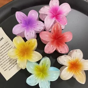 Hot Selling Colorful Frangipani Women Accessories Cute Flower Hair Claw Clips for GirL Daily Life