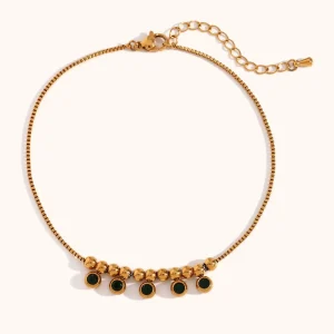 Hot Selling Dainty Style Stainless Steel Box Chain Beads Zircon Anklet Classy Jewelry for Women Anklet