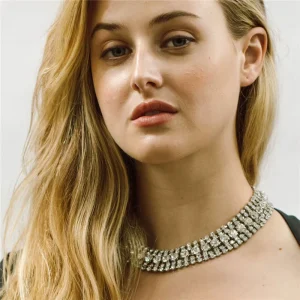Hot Selling Elegant Multi Row Rhinestone Necklace European and American Fashion Shiny Crystal Collar for Women