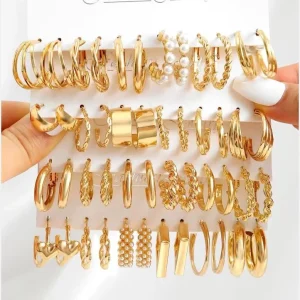 Hot Selling European American Style Gold Diamond Hoop Earrings Women Cross Border Fashion Accessory Trendy High End Temperament
