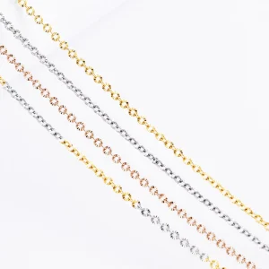Hot Selling Gold Plated Necklace Cable Chain Fashion Gift Jewellery Set with Flower Embossed for Jewelry Craft Design DIY
