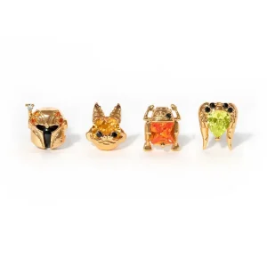 Hot Selling Interstellar Series Colorful Zircon Earrings 4 Piece Set Cartoon Robot Earrings Set