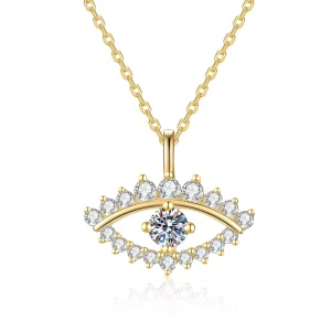 Hot Selling Jewelry 925 Sterling Silver Eye Necklace Fully Pave Moissanite Pendant Fashion Clavicle Chain Necklace