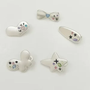 Hot Selling Korean Style Children Hair Clips Shiny Silver Metal Hairgrips Glitter Colorful Crystal Young Girl Hair Clips