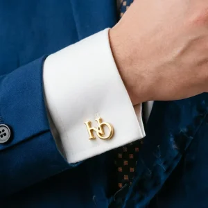 Hot Selling Metal Craft Custom Gold Plated Letter Cufflinks Personalized Alphabet Pin Cuff Links for Men Wedding Business Shirts