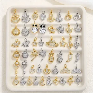 Hot Selling Mini Zircon Inlaid Multiple Shapes DIY Jewelry Pendants Charms To Choose From