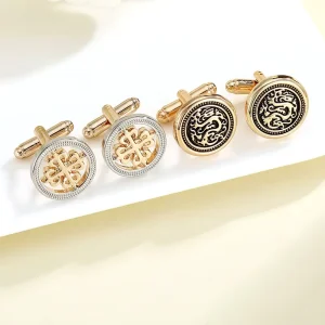 Hot Selling New Two Tone Round Cufflinks Gift Men’s Business Shirt Fashion Cufflinks Luxury