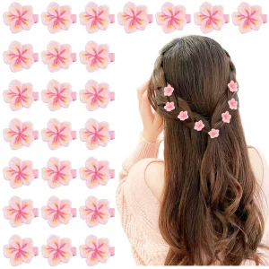Hot Selling Plastic Multiple Pink Flower Cartoon Style Hair Clips Sweet Cute Barrettes Fashion Hair Accessories Women Girls