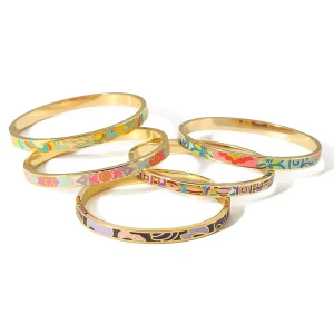 Hot Selling Retro Personality Titanium Steel Women’s Bracelets Fashion Charm Bangles with Electroplated Painted Finish