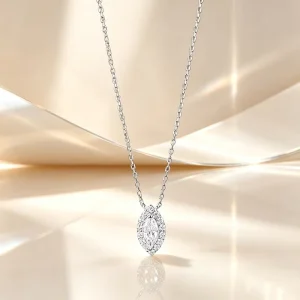 Hot Selling S925 Silver 4 * 8mm Horse Eye White diamond Necklace Fashionable Pendant Light Luxury Women’s Jewelry