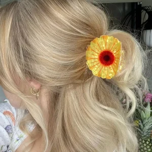 Hot Swlling Sweet Spring Flower Hair Accessories Sunflower Acrylic Claw Clip Girl Children