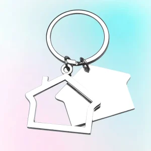 House Shaped Metal Keychain Custom Logo Engraving Keyring Gift for Real Estate