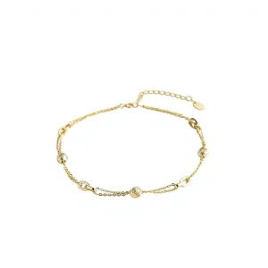 Huan Cai Foreign Trade Cross Border New Double Layer Geometric 925 Silver Women’s Designer Anklet Simple Fashionable Wedding