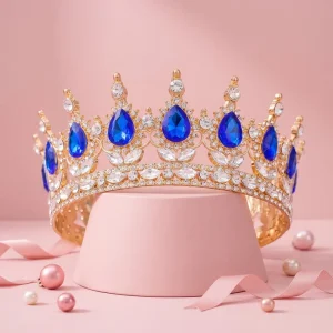 Huge Baroque Big Crown Sparkling Crystal Full Circle Tiara for Bridal Party Pageant Winner Hair Accessories