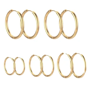 Huggie Hoop Earrings Stainless Steel Lightweight Hypoallergenic Silver Gold Earrings (8 10 12 14 16 18 20mm)