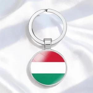 Hungarian Flag Keyfob Metal Charm Personalized Logo for Regional Tourism