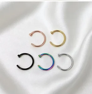 Hypoallergenic 316L Stainless Steel C Open Nose Septum Ring Multi Color Ear Lip Eyebrow Piercing Hoops for